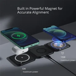 CARICATORE WIRELESS 3IN1 UNIVERSALE CARICABATTERIE MAGNETICO PIEGHEVOLE DA 15 W