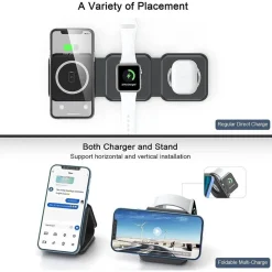 CARICATORE WIRELESS 3IN1 UNIVERSALE CARICABATTERIE MAGNETICO PIEGHEVOLE DA 15 W