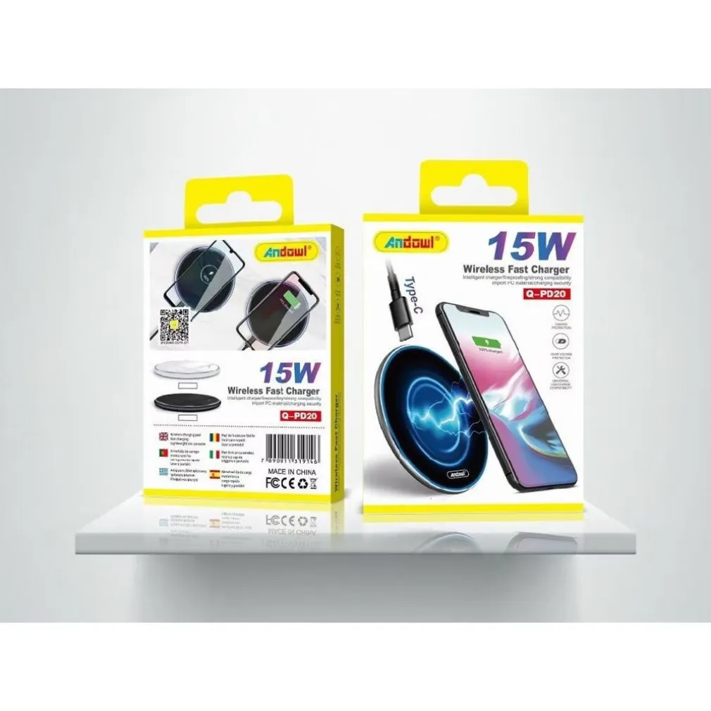 CARICATORE WIRELESS PAD DI RICARICA RAPIDA 15W ACCESSORIO PER SMARTPHONE Q-PD20