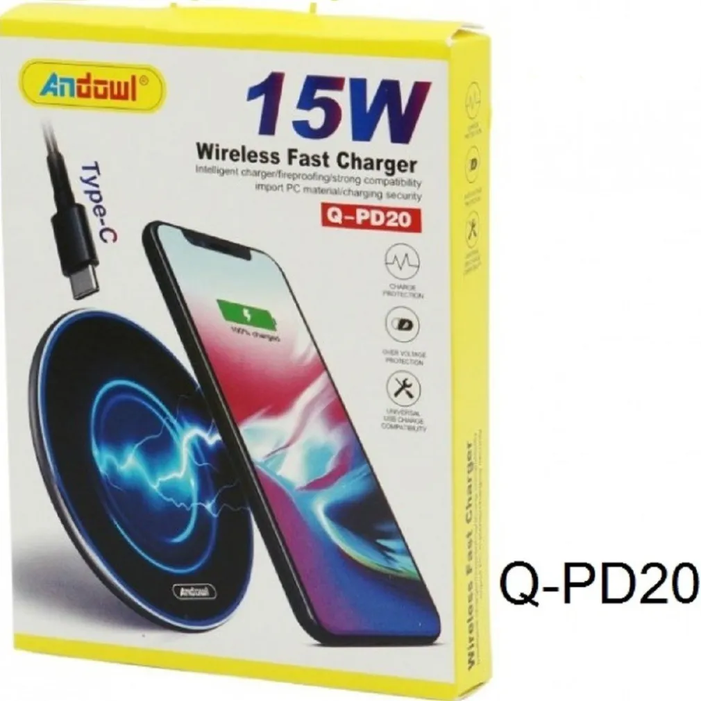 CARICATORE WIRELESS PAD DI RICARICA RAPIDA 15W ACCESSORIO PER SMARTPHONE Q-PD20