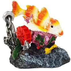 CARPA CON MULINO ORNAMENTO PER ACQUARIO ANCORA ROCCIA 10.5X12X8.5 CM DECORAZIONI