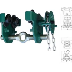 CARRELLO PORTA PARANCO A SPINTA PER TRAVE CATENA PORTAPARANCO 220MM TRASLAZIONE