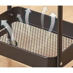 CARRELLO PORTAOGGETTI A 3 LIVELLI SCAFFALE MOBILE ORGANIZZATORE SCORREVOLE PIANO IN LEGNO