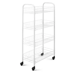 CARRELLO PORTAOGGETTI PORTA OGGETTI 4 RIPIANI BIANCO PER CUCINA BAGNO 30x40x77cm