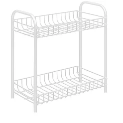 CARRELLO PORTAOGGETTI PORTA OGGETTI 2 RIPIANI BIANCO PER CUCINA BAGNO 36x20x30cm