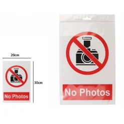 CARTELLO SEGNALETICO NO FOTO NO PHOTOS 30X20CM TARGA ADESIVA AVVERTIMENTO 71371