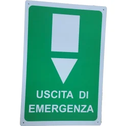 CARTELLO USCITA DI EMERGENZA SEGNALETICA DIREZIONALE SICUREZZA AVVERTIMENTO