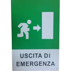 CARTELLO USCITA DI EMERGENZA FRECCIA A DESTRA SEGNALETICA DIREZIONALE SICUREZZA
