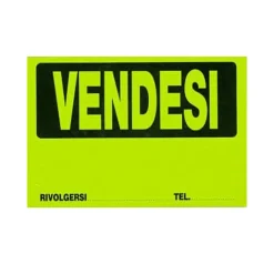 CARTELLO VENDESI PLASTIFICATO CON SCRITTA 30 X 20 CM SEGNALETICO
