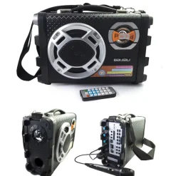 CASSA AMPLIFICATA RICARICABILE MP3 USB MICRO SD CON MICROFONO LINE IN CHITARRA