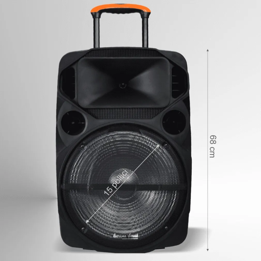 CASSA AUDIO PORTATILE BATTERIA WOOFER 15" USB MP3 MICROFONO EXTREME SOUND VAN-XL