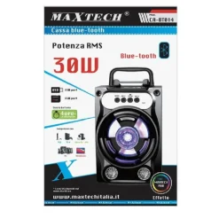 CASSA PORTATILE ALTOPARLANTE BLUETOOTH SPEAKER LUCI RGB A BATTERIA 30W CA-BT014