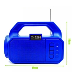 CASSA PORTATILE BLUETOOTH RADIO USB MICROSD 5W PANNELLO SOLARE TORCIA LED T-5291