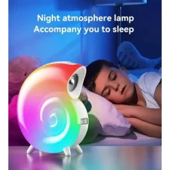 CASSA SPEAKER BLUETOOTH BT LAMPADA LED RGB CONCHIGLIA CON OROLOGIO DISPLAY SVEGLIA