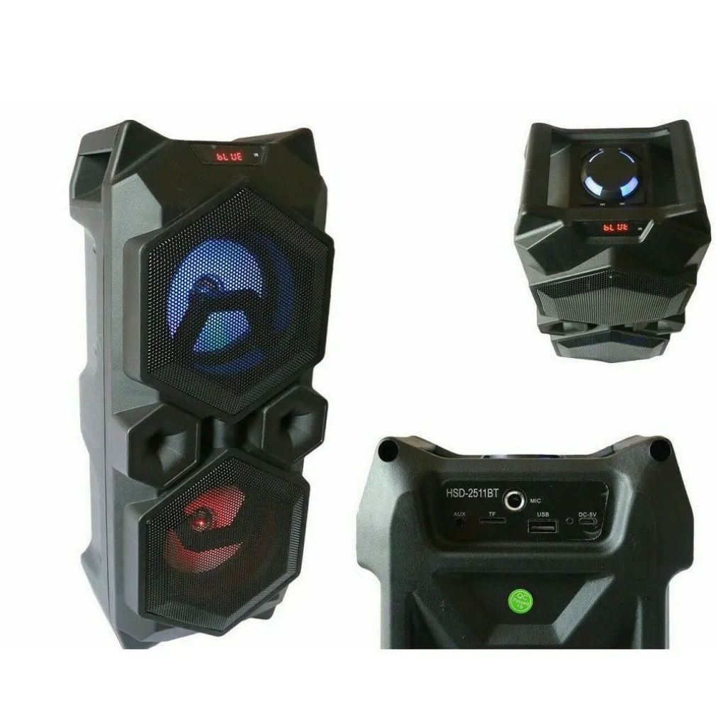 CASSA SPEAKER FM BLUETOOTH RICARICABILE SD USB AUX 2 PORTATILE MICROFONO 2511BT