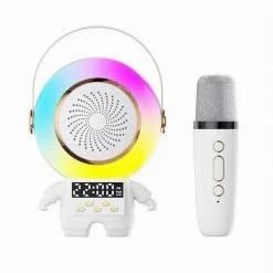 CASSA SPEAKER WIRELESS BLUETOOTH PORTATILE CON MICROFONO KARAOKE SVEGLIA RGB