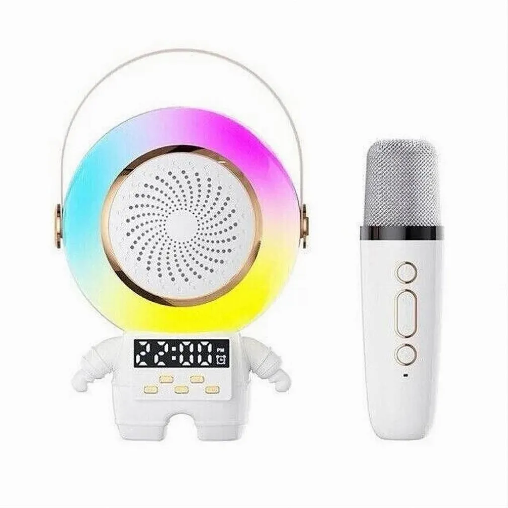 CASSA SPEAKER WIRELESS BLUETOOTH PORTATILE CON MICROFONO KARAOKE SVEGLIA RGB