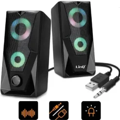 CASSE ALTOPARLANTI STEREO USB 2.0 CON LUCI LED PC GAMING RGB SPEAKER TV MP3 A5005