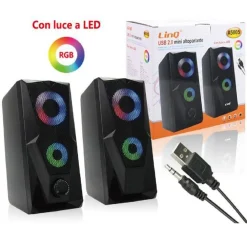 CASSE ALTOPARLANTI STEREO USB 2.0 CON LUCI LED PC GAMING RGB SPEAKER TV MP3 A5005