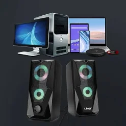 CASSE ALTOPARLANTI STEREO USB 2.0 CON LUCI LED PC GAMING RGB SPEAKER TV MP3 A5005
