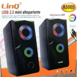 CASSE ALTOPARLANTI STEREO USB 2.0 CON LUCI LED PC GAMING RGB SPEAKER TV MP3 A5005