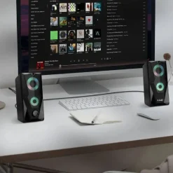 CASSE ALTOPARLANTI STEREO USB 2.0 CON LUCI LED PC GAMING RGB SPEAKER TV MP3 A5005