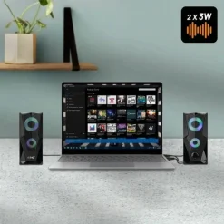 CASSE ALTOPARLANTI STEREO USB 2.0 CON LUCI LED PC GAMING RGB SPEAKER TV MP3 A5005