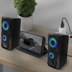 CASSE ALTOPARLANTI STEREO USB 2.0 CON LUCI LED PC GAMING RGB SPEAKER TV MP3 A5005