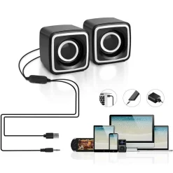 CASSE AUDIO 2.0 AUX USB ALTOPARLANTI LUCE RGB PER PC NOTEBOOK 3 W X 2 AB-D385