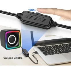 CASSE AUDIO 2.0 AUX USB ALTOPARLANTI LUCE RGB PER PC NOTEBOOK 3 W X 2 AB-D385