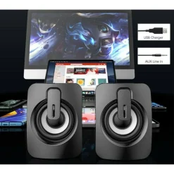 CASSE AUDIO 2.0 AUX USB ALTOPARLANTI LUCE RGB PER PC NOTEBOOK 6 W X 2 AB-D390