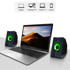 CASSE AUDIO 2.0 AUX USB PC ALTOPARLANTI PER NOTEBOOK 3 W X 2 LUCE RGB AB-D377