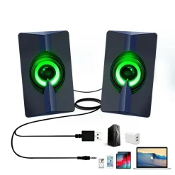 CASSE AUDIO 2.0 AUX USB PC ALTOPARLANTI PER NOTEBOOK 3 W X 2 LUCE RGB AB-D377