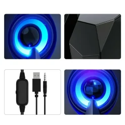 CASSE AUDIO 2.0 AUX USB PC ALTOPARLANTI PER NOTEBOOK 3 W X 2 LUCE RGB AB-D377