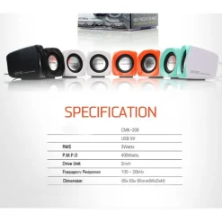 CASSE PC CMK-208 ALTOPARLANTI PER PC NOTEBOOK LAPTOP 3W USB VOLUME REGOLABILE