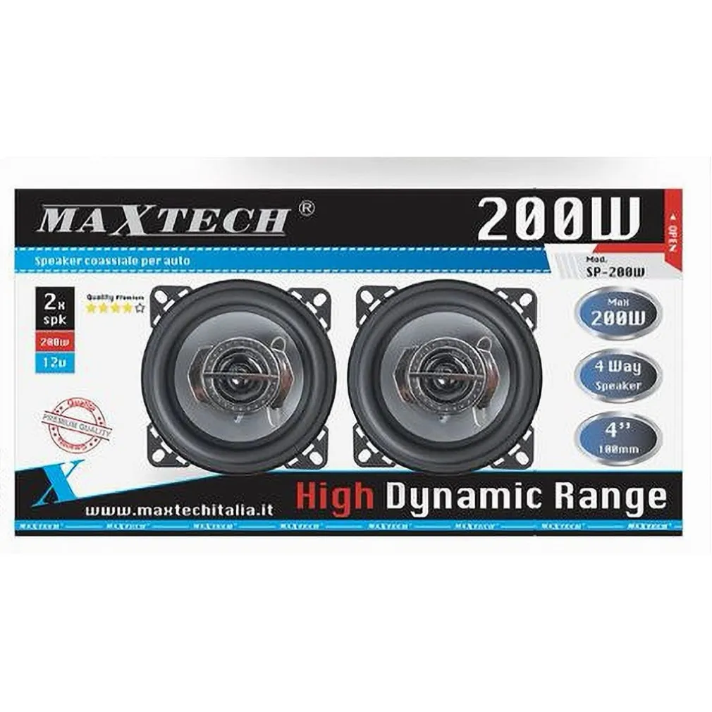 CASSE PER AUTO 200W AUDIO VOLUME SPEAKER COASSIALE MUSICA 4 VIE MAXTECH SP-200W