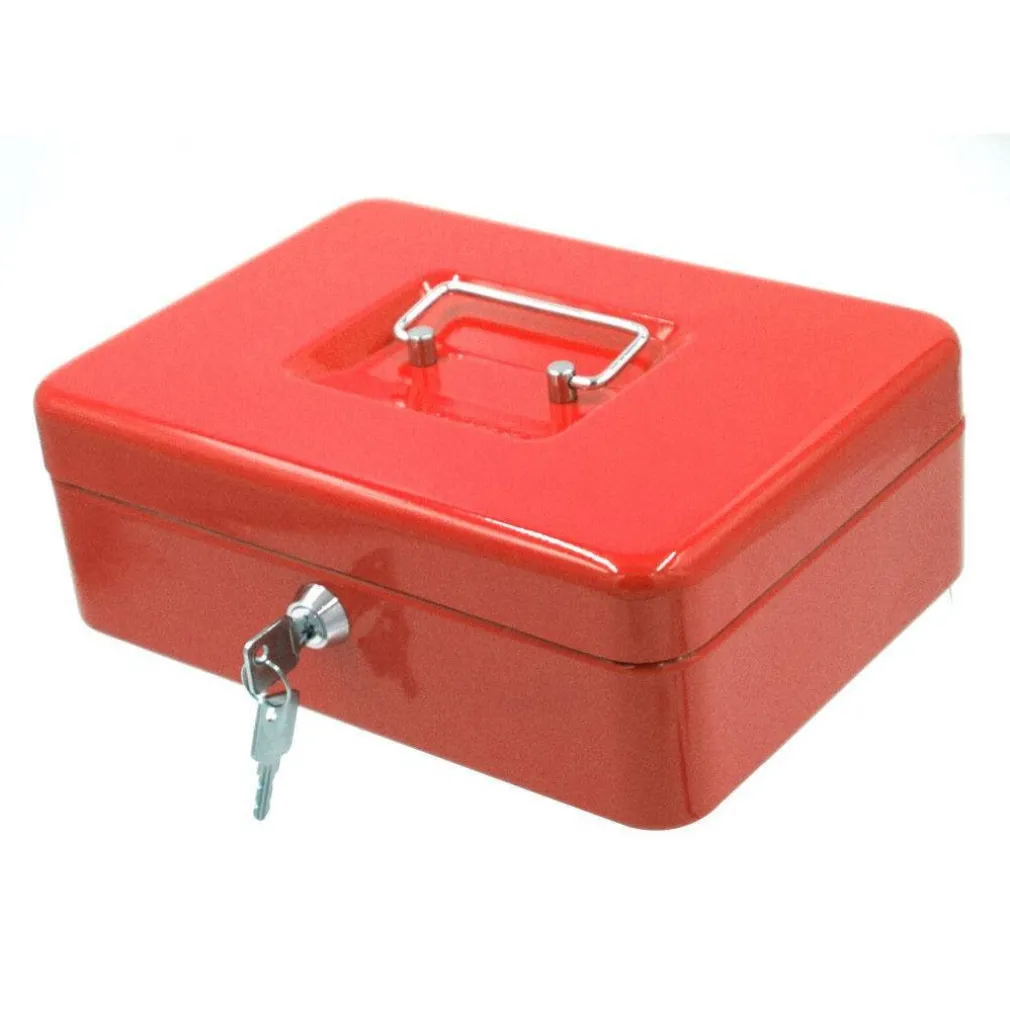 CASSETTA DI SICUREZZA PORTAVALORI CON VASSOIO PORTAMONETE + 2 CHIAVI 30 X 24 CM