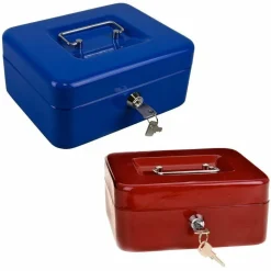 CASSETTA DI SICUREZZA PORTAVALORI CON VASSOIO PORTAMONETE + 2 CHIAVI 30 X 24 CM