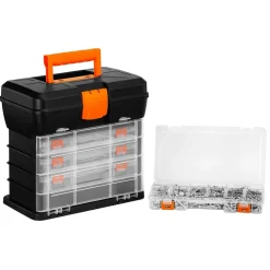 CASSETTA PORTA ATTREZZI PORTA UTENSILI IN PLASTICA CON CASSETTI 27X18X26,5CM