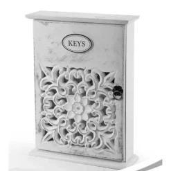 CASSETTA PORTA CHIAVI BOX IN LEGNO DA PARETE 20 X 6 X 26 CM DECORO KEYS 784712