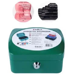 CASSETTA PORTAVALORI CASSAFORTE DI SICUREZZA IN METALLO CHIAVI 20X16X9CM 56835