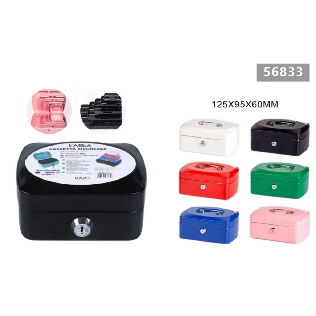 CASSETTA PORTAVALORI CASSAFORTE DI SICUREZZA IN METALLO CHIAVI 125X95X60MM 56833