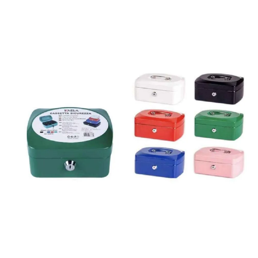 CASSETTA PORTAVALORI CASSAFORTE DI SICUREZZA IN METALLO CHIAVI 15X12X8 CM 56834