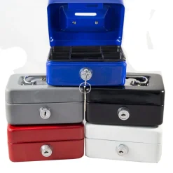 CASSETTA PORTAVALORI DI SICUREZZA PORTAMONETE BANCONOTE CON CHIAVE 250x200x90