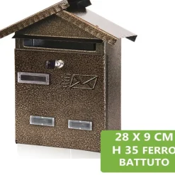 CASSETTA POSTA POSTALE IN FERRO BATTUTO VERNICIATO BUCA LETTERE 28X35X9CM