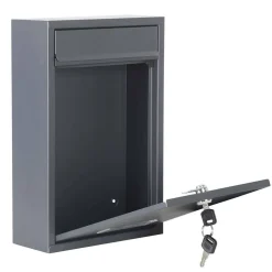 CASSETTA POSTALE PARETE ACCIAIO BUCA LETTERE POSTA ESTERNO CON CHIAVE GRIGIO