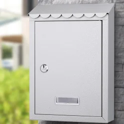 CASSETTA POSTALE PARETE IN ACCIAIO BUCA LETTERE POSTA ESTERNO CON CHIAVE GRIGIO
