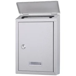 CASSETTA POSTALE PARETE IN ACCIAIO BUCA LETTERE POSTA ESTERNO CON CHIAVE GRIGIO