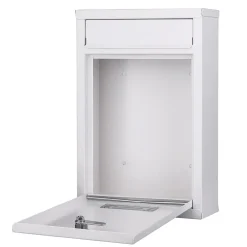 CASSETTA POSTALE PARETE IN ACCIAIO BUCA LETTERE POSTA ESTERNO CON CHIAVE BIANCO