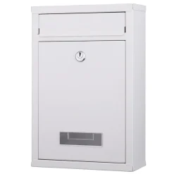 CASSETTA POSTALE PARETE IN ACCIAIO BUCA LETTERE POSTA ESTERNO CON CHIAVE BIANCO